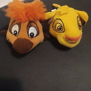 Set of Two Collectible Disney Lion King Clip On Plush Keychain Simba & Timon